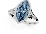 Solitaire Engagement Ring Setting for Fancy Blue Marquise Center with V Split Shank and Bezel Head in Platinum