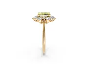 Small-Accent Cluster Halo Engagement Ring Setting for Fancy Yellow Radiant Cut Center with Plain Band and Prong Head in Yellow Gold