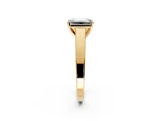 Solitaire Engagement Ring Setting for Emerald Cut Center with Tapered Split Shoulders and Prong Head in Yellow Gold