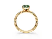 Rope Engagement Ring Setting for Fancy Green Cushion Cut Center with Accent Shoulders and Prong Head in Yellow Gold