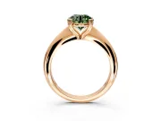 Solitaire Engagement Ring Setting for Fancy Green Round Cut Center with Reverse Tapered Band and Prong Head in Rose Gold