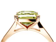 Solitaire Engagement Ring Setting for Fancy Yellow Asscher Cut Center with Tapered Shoulders and Prong Head in Rose Gold