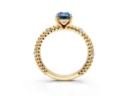 Rope Engagement Ring Setting for Fancy Blue Emerald Cut Center with Accent Shoulders and Prong Head in Yellow Gold