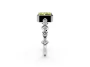 Milgrain Bezel Engagement Ring Setting for Fancy Yellow Radiant Cut Center with Marquise Stations and Bezel Head in Sterling Silver
