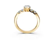 5 Stone Engagement Ring Setting for Pear-Shaped Center with Plain Band and Prong Head in Yellow Gold