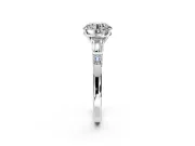 Bar-Set Engagement Ring Setting for Round Cut Center with Tapered Baguette Accents and Prong Head in Platinum