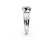 Tension Engagement Ring Setting for Fancy Blue Radiant Cut Center with Wide Flat Band and Tension Head in White Gold