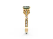 Solitaire Engagement Ring Setting for Fancy Green Princess Cut Center with Marquise and Bezel Accents and Prong Head in Yellow Gold