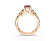 Solitaire Engagement Ring Setting for Fancy Pink Emerald Cut Center with Graduated Shared Prongs and Prong Head in Rose Gold