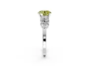 Cluster Engagement Ring Setting for Fancy Yellow Round Cut Center with 2-Row Shoulder Clusters and Prong Head in Platinum