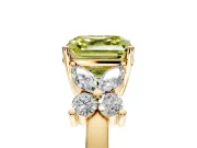 Floral Engagement Ring Setting for Fancy Yellow Asscher Cut Center with Marquise Cluster Shoulders and Prong Head in Yellow Gold