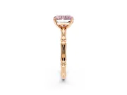 Solitaire Engagement Ring Setting for Fancy Pink Radiant Cut Center with Bamboo Band and Prong Head in Rose Gold