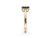 Solitaire Engagement Ring Setting for Fancy Green Emerald Cut Center with Open Cathedral Shoulders and Prong Head in Rose Gold