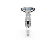 3 Stone Engagement Ring Setting for Fancy Blue Marquise Center with Pave Twist Band and Prong Head in White Gold