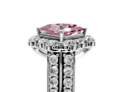 Large Accent Halo Engagement Ring Setting for Fancy Pink Princess Cut Center with Pave Split Shank and Prong Head in Sterling Silver