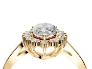 Starburst Halo Engagement Ring Setting for Marquise Center with Flat Cathedral Band and Prong Head in Yellow Gold