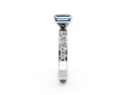 Solitaire Engagement Ring Setting for Fancy Blue Asscher Cut Center with Channel-Set Accents and Prong Head in Platinum