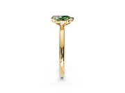Low-Set Solitaire Engagement Ring Setting for Fancy Green Pear-Shaped Center with Thin Plain Band and Prong Head in Yellow Gold