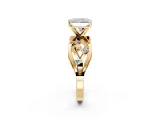 Solitaire Engagement Ring Setting for Radiant Cut Center with Criss-Cross Accent Band and Prong Head in Yellow Gold