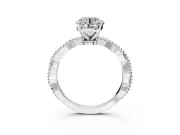 Solitaire Engagement Ring Setting for Round Cut Center with Twist Band and Bead Prong Head in Sterling Silver