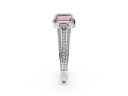 Solitaire Engagement Ring Setting for Fancy Pink Asscher Cut Center with Accented Split Shank and Prong Head in Platinum