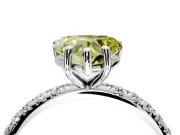 Solitaire Engagement Ring Setting for Fancy Yellow Heart-Shaped Center with Micro Pave Band and Prong Head in Platinum