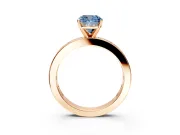Solitaire Engagement Ring Setting for Fancy Blue Cushion Cut Center with Channel Baguette Band and Prong Head in Rose Gold