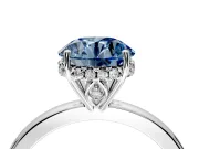 Solitaire Engagement Ring Setting for Fancy Blue Round Cut Center with Fine Wire Band and Prong Head in Platinum
