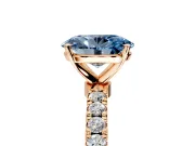 Open Basket Engagement Ring Setting for Fancy Blue Oval Center with Pave Band and Prong Head in Rose Gold