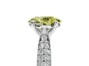 Solitaire Engagement Ring Setting for Fancy Yellow Oval Center with Multi-Row Accents and Prong Head in Platinum