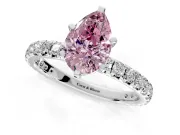 Solitaire Engagement Ring Setting for Fancy Pink Pear-Shaped Center with Shared-Prong Accents and Prong Head in Sterling Silver