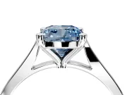 Solitaire Engagement Ring Setting for Fancy Blue Cushion Cut Center with Tapered Shoulders and Prong Head in Platinum