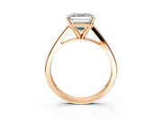 Solitaire Engagement Ring Setting for Asscher Cut Center with Tapered Split Shoulders and Prong Head in Rose Gold