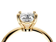 Minimalist Solitaire Engagement Ring Setting for Oval Center with Thin Band and Prong Head in Yellow Gold