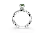 Solitaire Engagement Ring Setting for Fancy Green Oval Center with Pave and Plain Crossover and Basket Head in Platinum