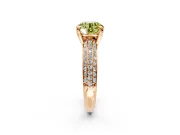 Solitaire Engagement Ring Setting for Fancy Yellow Round Cut Center with Multi-Row Pave Accents and Basket Head in Rose Gold