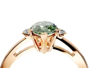 3 Stone Engagement Ring Setting for Fancy Green Marquise Center with Low-Set Round Cut Accents and Prong Head in Rose Gold