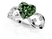 Solitaire Engagement Ring Setting for Fancy Green Heart-Shaped Center with Criss-Cross Accent Band and Prong Head in Platinum