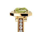 Halo Engagement Ring Setting for Fancy Yellow Asscher Cut Center with Outer Bezel Rim, Pave Band and Prong Head in Yellow Gold