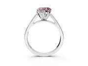 Solitaire Engagement Ring Setting for Fancy Pink Heart-Shaped Center with Tapered Split Shoulders and Prong Head in Sterling Silver