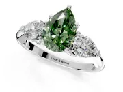 3 Stone Engagement Ring Setting for Fancy Green Pear-Shaped Center with Large Pear-Shaped Accents and Prong Head in Platinum