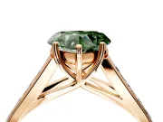 Solitaire Engagement Ring Setting for Fancy Green Heart-Shaped Center with Cathedral Channel Band and Prong Head in Rose Gold