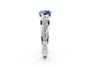 Solitaire Engagement Ring Setting for Fancy Blue Round Cut Center with Graduated Shared Prongs and Prong Head in Platinum