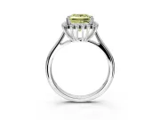 Starburst Halo Engagement Ring Setting for Fancy Yellow Princess Cut Center with Thin Round-Wire Band and Prong Head in White Gold