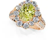 Large Accent Halo Engagement Ring Setting for Fancy Yellow Oval Center with Pave Split Shank and Prong Head in Rose Gold