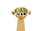 Halo Engagement Ring Setting for Fancy Yellow Round Cut Center with Square Band and Prong Head in Yellow Gold
