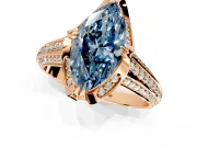 Solitaire Engagement Ring Setting for Fancy Blue Marquise Center with Accented Split Shank and Prong Head in Rose Gold