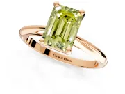Solitaire Engagement Ring Setting for Fancy Yellow Emerald Cut Center with Knife Ridge Band and Claw Prong Head in Rose Gold