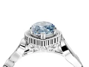 Halo Engagement Ring Setting for Fancy Blue Marquise Center with Leaf Motif Split Shank and Prong Head in Platinum