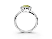 Solitaire Engagement Ring Setting for Fancy Yellow Round Cut Center with Wide Band and Bezel Head in Sterling Silver
